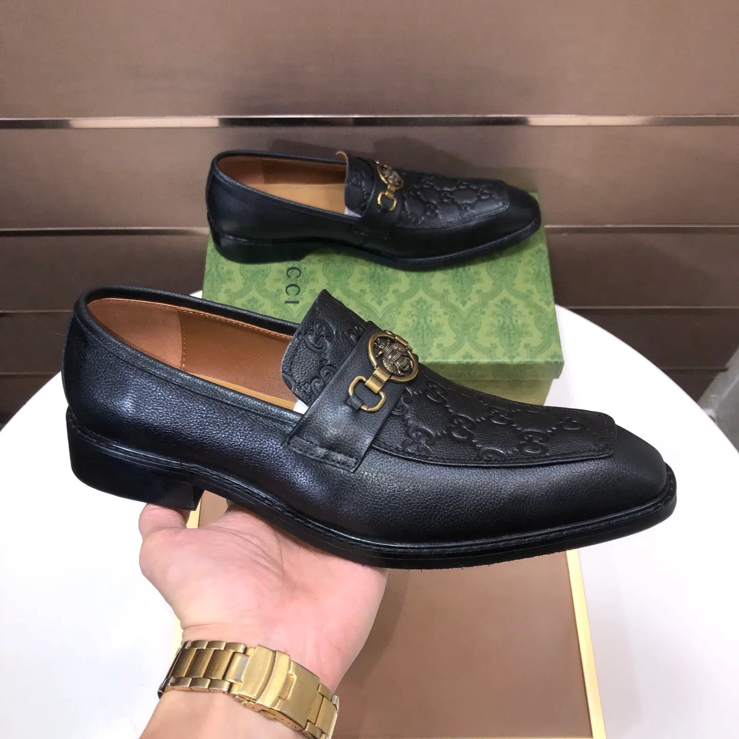 Men's men's shoes💰460💰【GUCCI】 (Niuli) new style🍀Gucci* - top version Gucci new leather shoes! It is made of imported original materials and has a comfortable first layer of cowhide lining! Original wear-resistant rubber outsole! High quality products! Code number 38-45 (45 customized)
